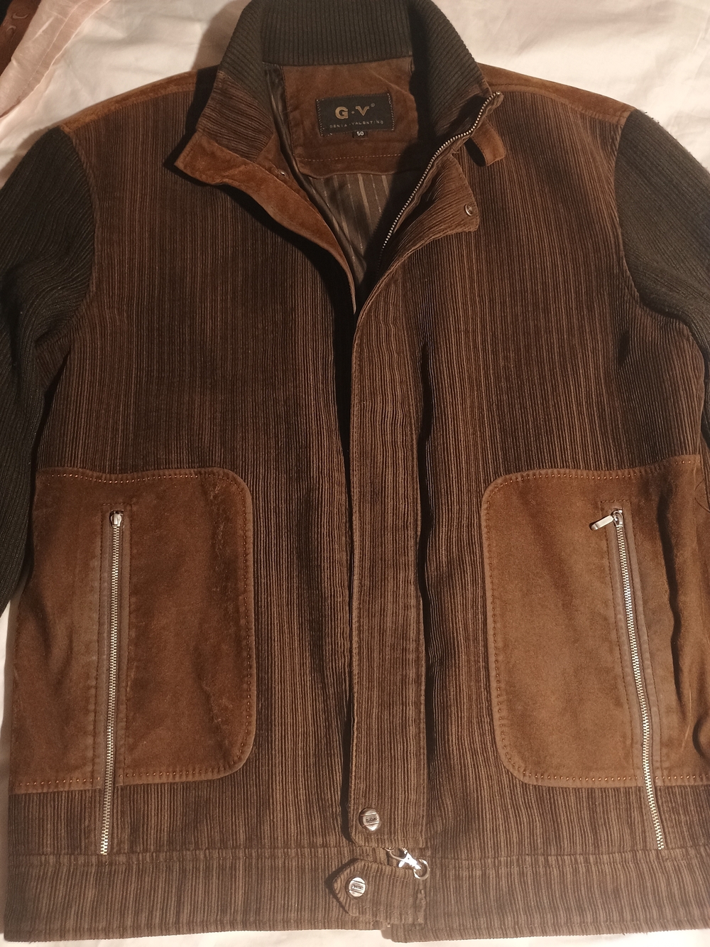 Valentino Brown Corduroy & Suede Bomber Jacket